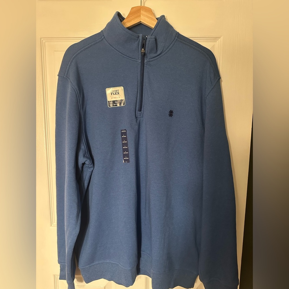 Izod Men's Sport Flex Blue Zip-Up Sweater